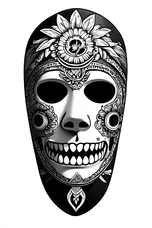 Mexico Mask Tattoo Sketch