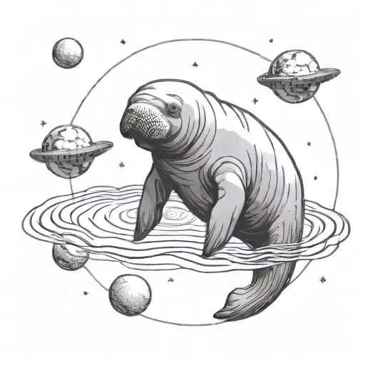 A Manatee Floating In Space