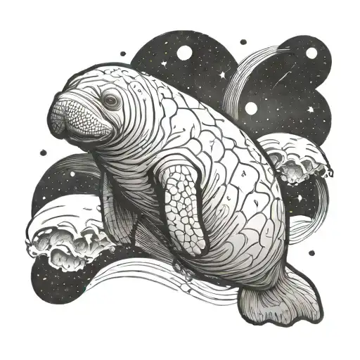 A Manatee Floating In Space