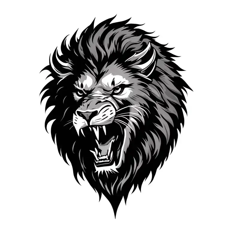 Viking Lion Side Profile Roaring