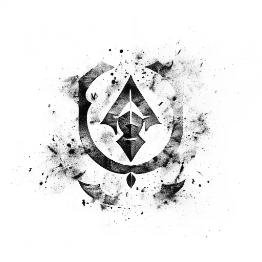 Skyrim Imperial Symbol Reverse Ink Splatter