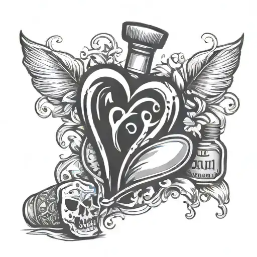 Broken Heart With Tequila Bottle