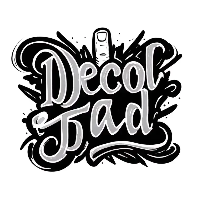 Lettering Decol Tea Bad Model With A Drawing Of A Middle Finger