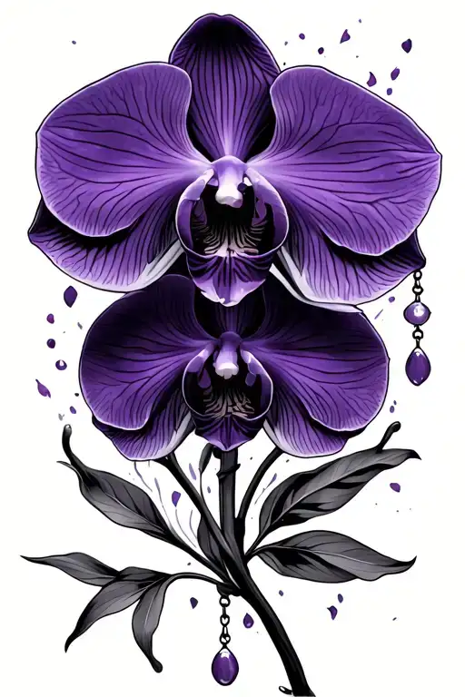 Black Orchid With Violet And Rosary Flashes