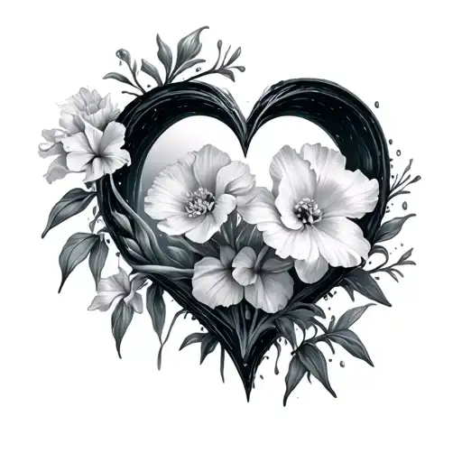 Carnation And Gladiolus Form A Hollow Heart With Water And Daffodils Inside