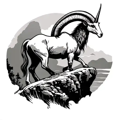 Capricorn Standing On Cliff