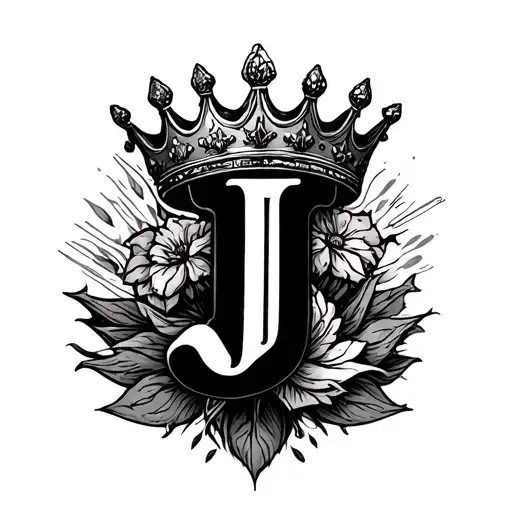 Letter J With The Crown Of Jesus On Top