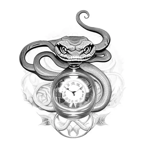 Snake Covering Top Of A Hourglass Thats Coverd In Thorns