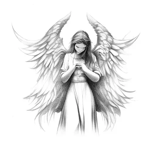 Angel With Clouds And Shadows