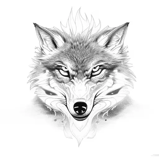 Flaming Wolf With Lots Of Details