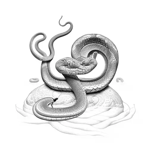 A Snake Coils Around An Elephant In Quicksand