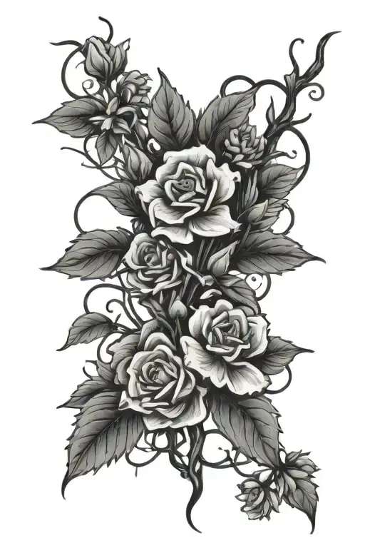 Symbol Of Hebe With Barb Wire And Flowers Growing Together