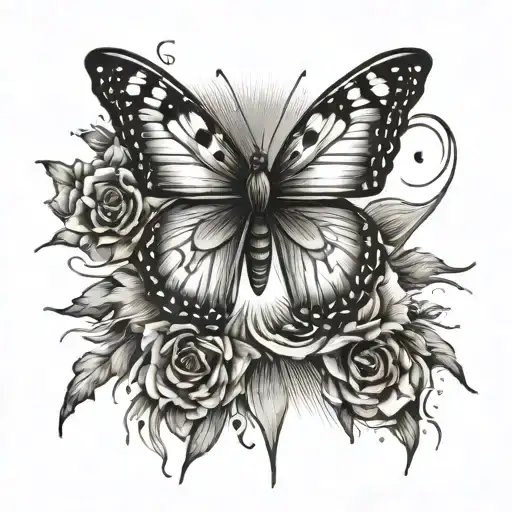 A Butterfly That Flies And Passes In Front Of The Sun