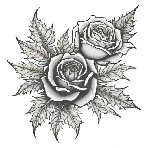 Rose And Thistle And Maple Leaf Intertwined Within