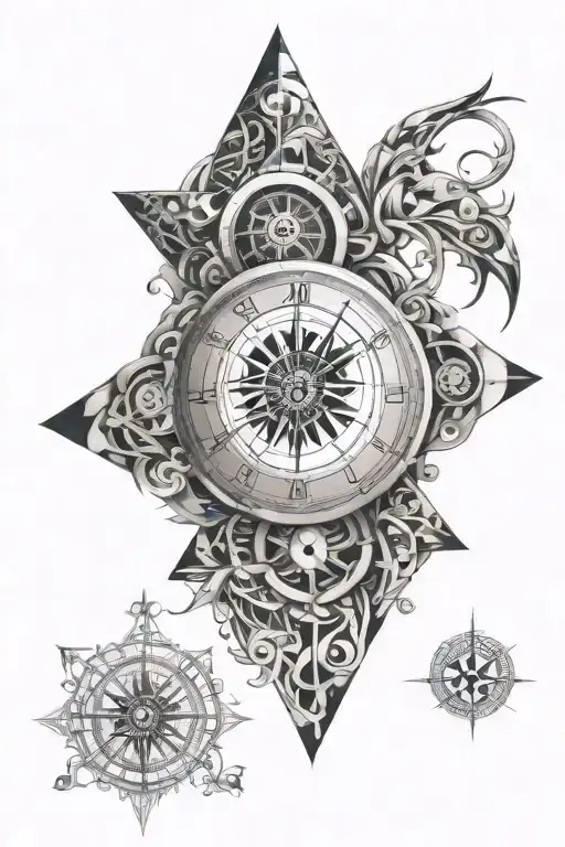 Clock Compass Sacred Geometry Balance Abstract