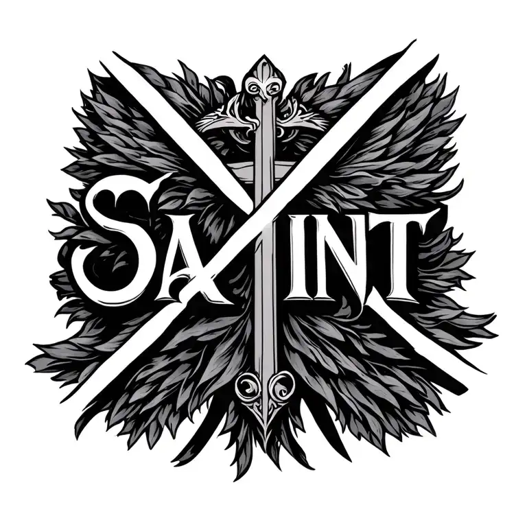 The Word Saint Is Crossed Out By Two Lines