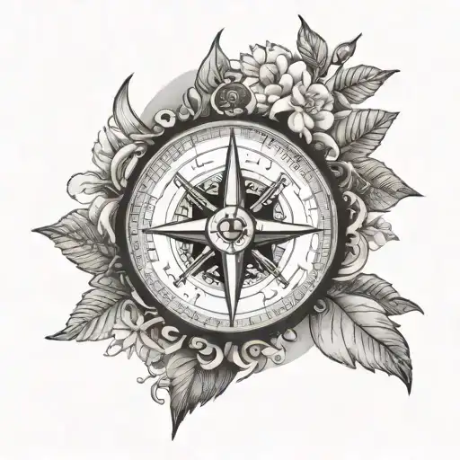 Compass And World Earth Themes With Travel And Nature