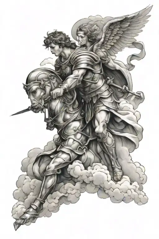Michael Archangel And Spartan In The Clouds
