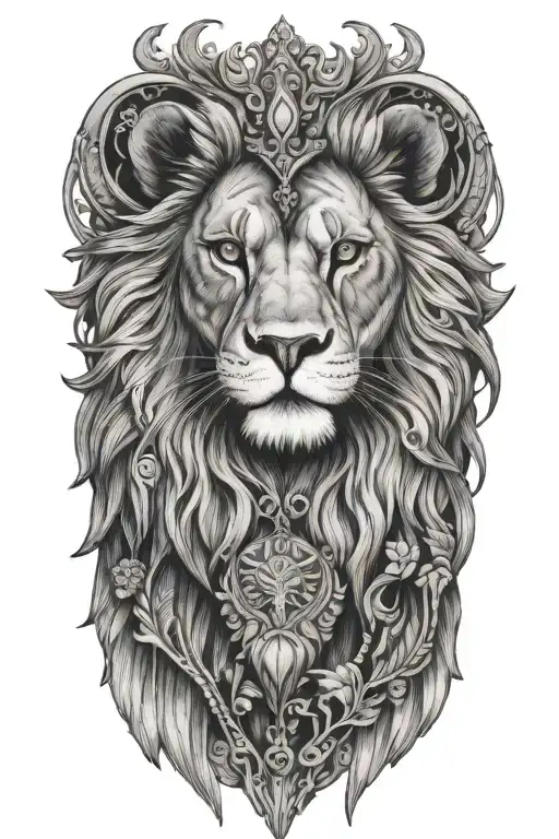 Lion And Owl Perched