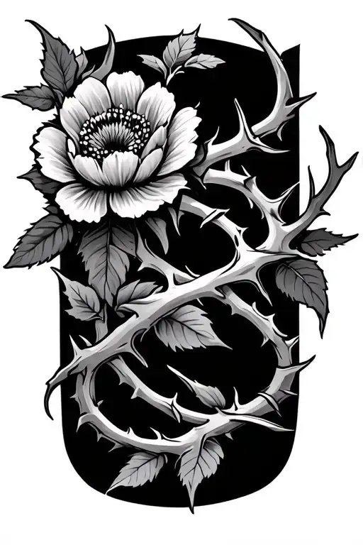 Flower With Thorns Wrapped Around Full Forearm Sleeve