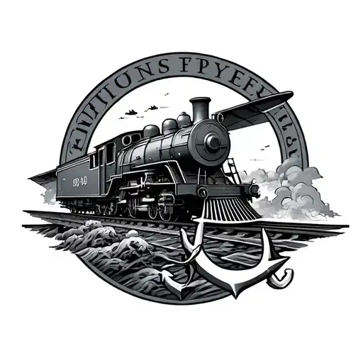 Train With Aeroplane And Anchor Surround