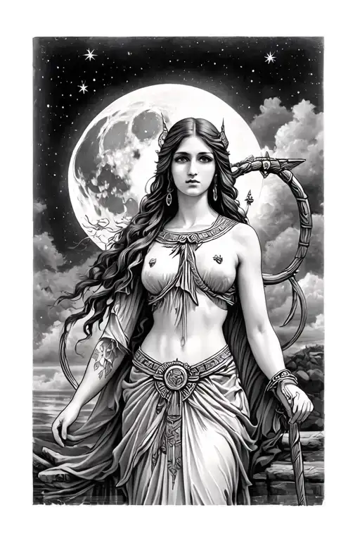 Artemis Greek Goddess Moon Bow