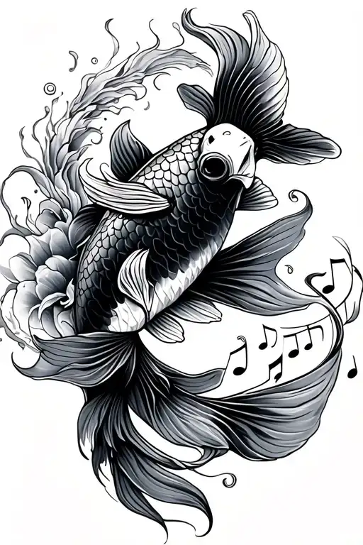 Koi Fish And Music Themed
