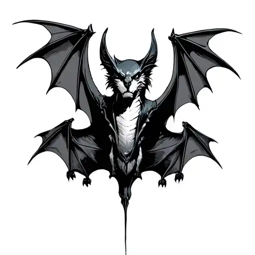 Flying Bat Metal Dark Style Black And White