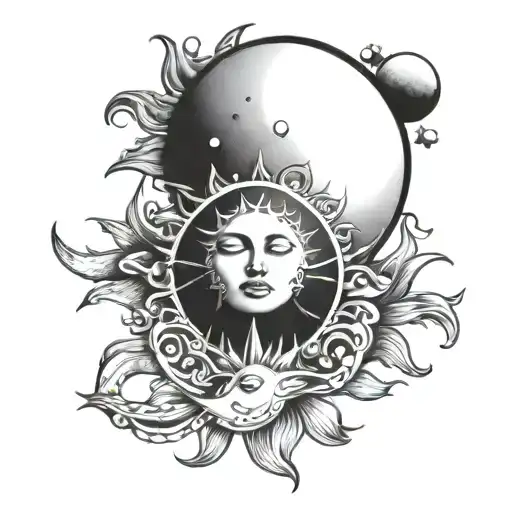 Moon And Sun Shining