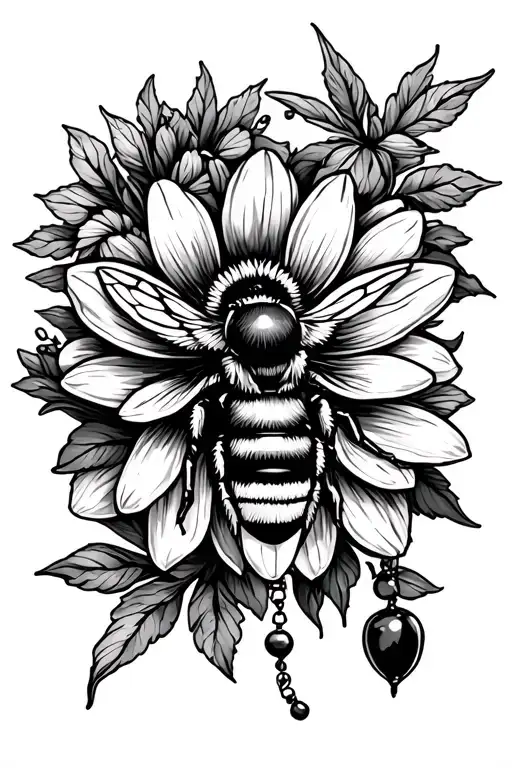 Bee On Flower With A Rosary Around