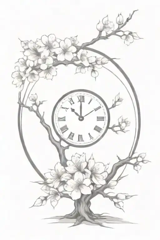 Cherry Blossom Tree Clock