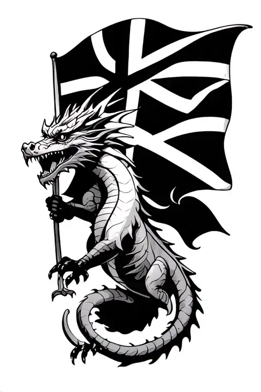 English Dragon Holding A Cornish Flag