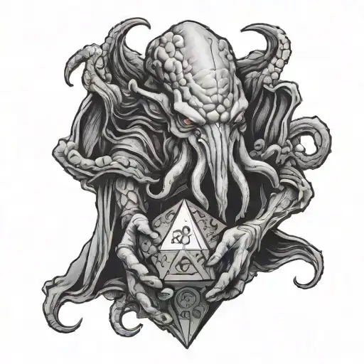 Cthulhu Holding D20 Dice