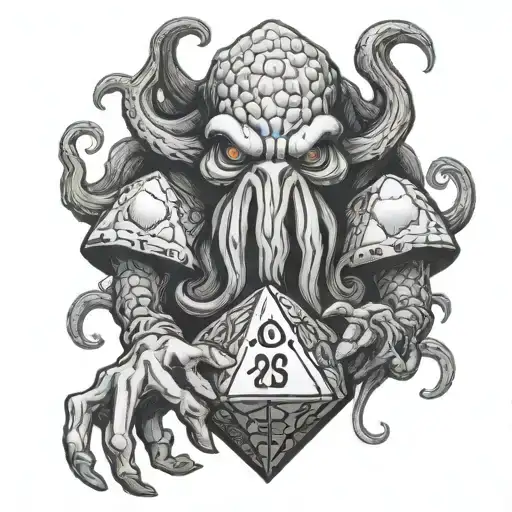 Cthulhu Holding D20 Dice