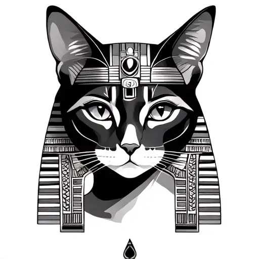 Egyptian Cat And Women Face