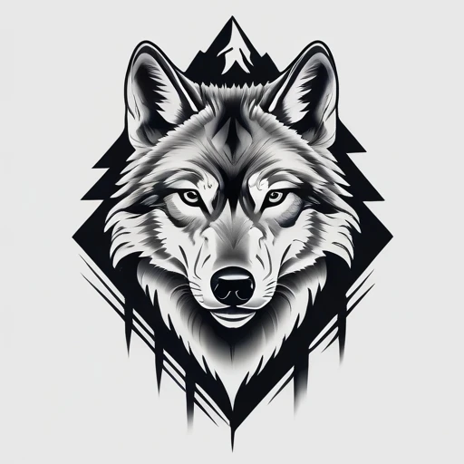 Wolf with mountain background Tattoo idea