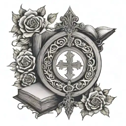 Odin And Rose And Book And Cross