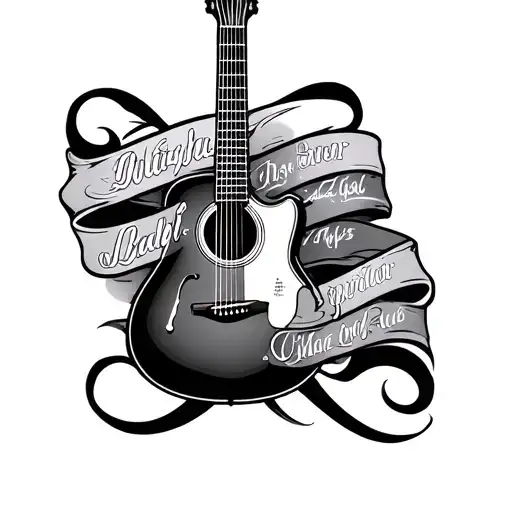 Acoustic Guitar Four Seperate Names Wrapped Around
