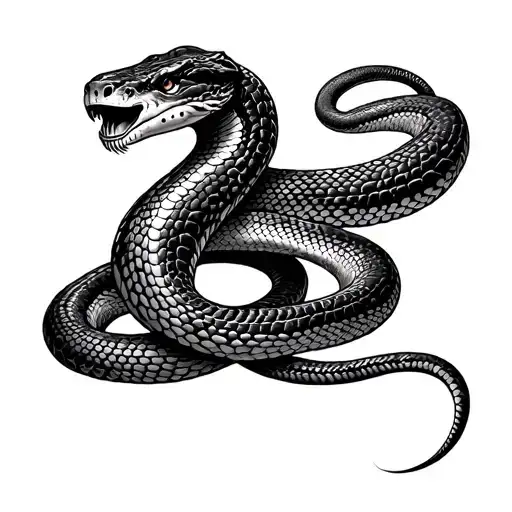 Head Of The Snake Is On The Chest And The Tail Is Going Towards Shoulder Down To The Wrist