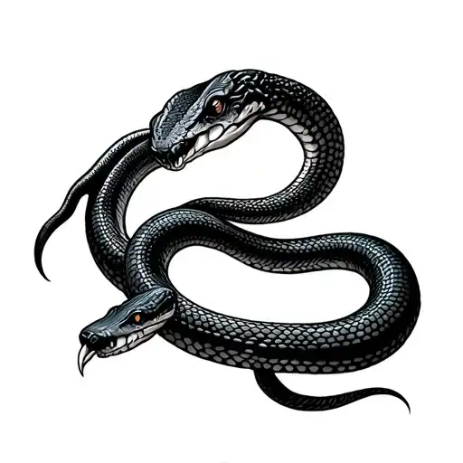 Head Of The Snake Is On The Chest And The Tail Is Going Towards Shoulder Down To The Wrist