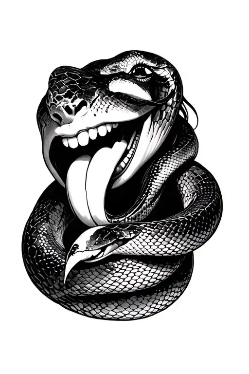 Madusa Face With Snake Wrapped Around With Her Snake Tattoo Tongue Out