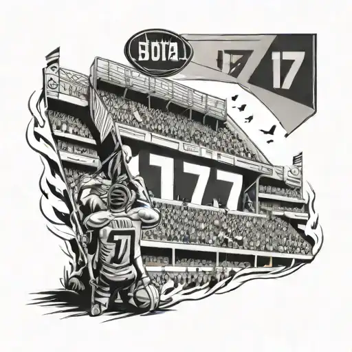 A Football Stadium Filled With Fans Holding Banners With The Number 17