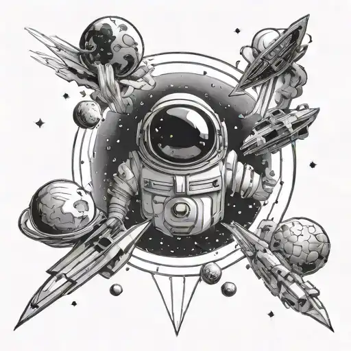 Space Themed Tattoo Desgin With Galaxies