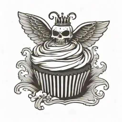 Gothic Cupcake With Wings Spread