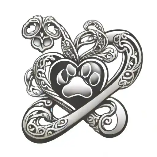 Infinity Symbol With Heart And Paw Print