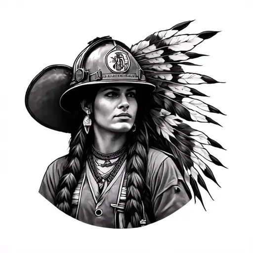 Firefighter Native American Woman