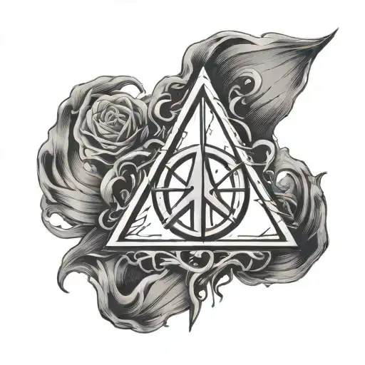 Deadly Hallows Symbol With A Dead Silhouette Made