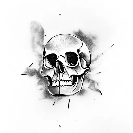Create A Realistic Tattoo Of A Skull Surrounded By Black Flowers