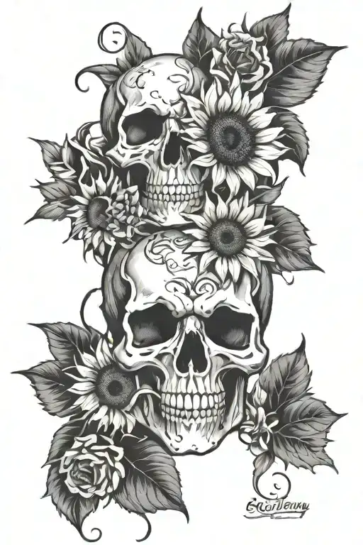 Brittley Skull Sunflower Intertwined