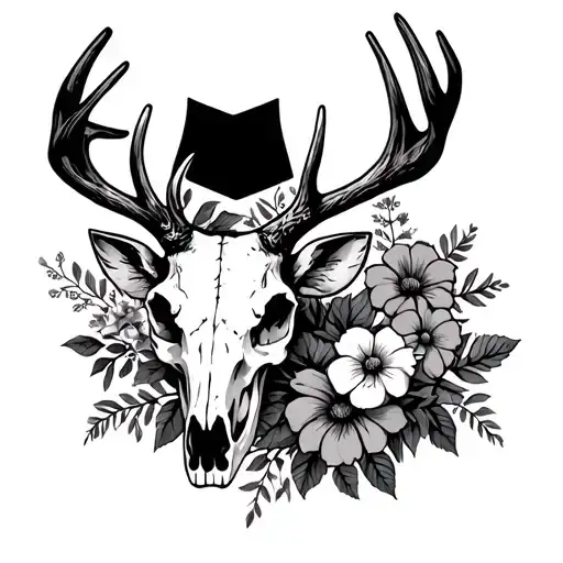 Deer Skull Surrounded By Flowers And Western Things